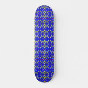 Skate Um ornamento amarelo-vermelho brilhante sobre um f