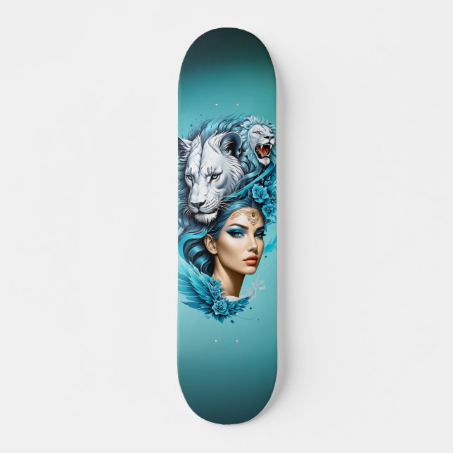 Skate Uma mulher cativante com uma cabeça majestosa de l (Frente)