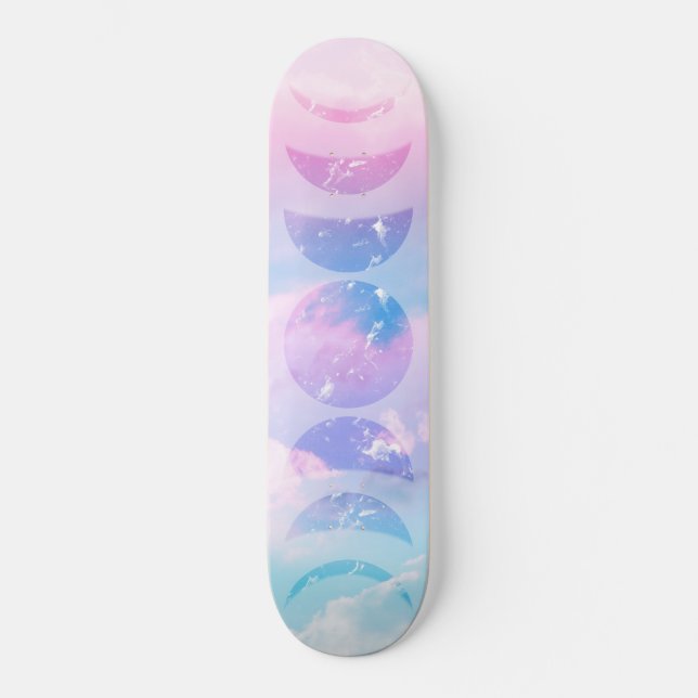 Skate Unicorn Pastel Clouds Moon Phases #1 (Frente)