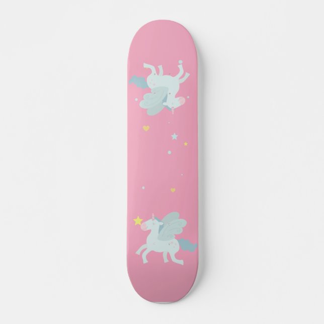 Skate Unicórnio Azul Fofo, Estrelas (Frente)