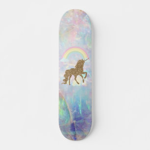 Skate Unicórnio Brilho Dourado, Opala Arco-íris