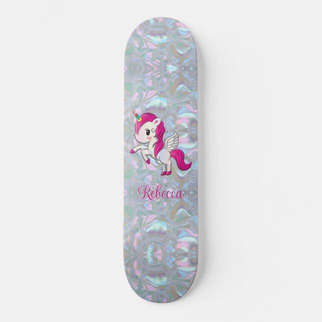 Skate Unicórnio de Madrepérola Falsa Espelhado Personali (Frente)