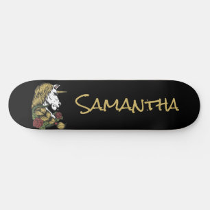 Skate Unicórnio Dourado Personalizado  