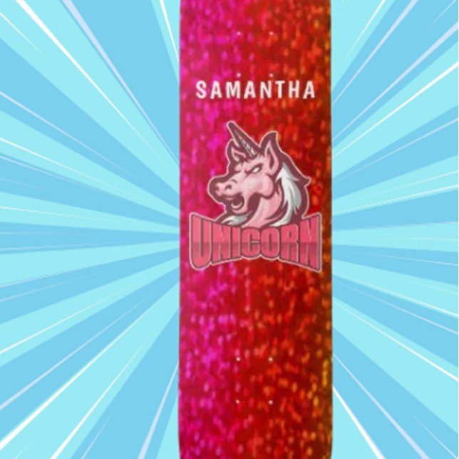 Skate Unicórnio Reluzente (Personalized Skateboard Name)