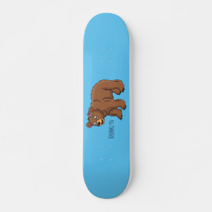 Skate Urso bonito com ilustração de desenho animado de