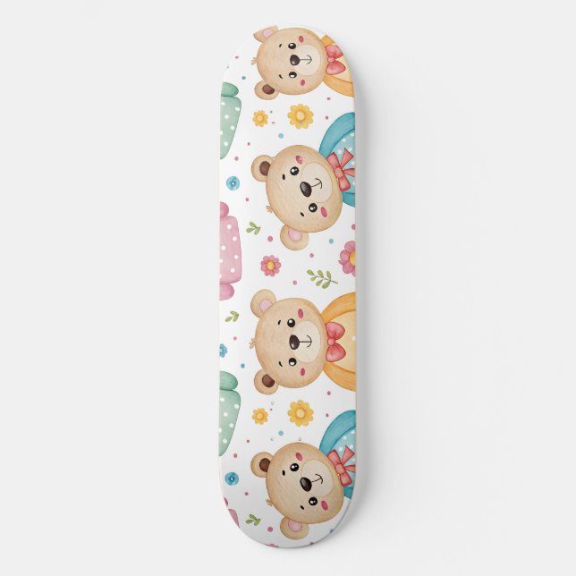 Skate Urso de pelúcia e flores (Frente)