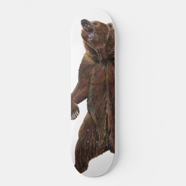 Skate Urso Grizzly - Pintura em acrílico (Frente)