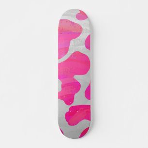 Skate Vaca Impressão Rosa Choque e Branco