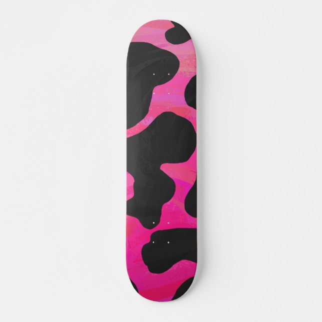 Skate Vaca Impressão Rosa Choque e Preto (Frente)