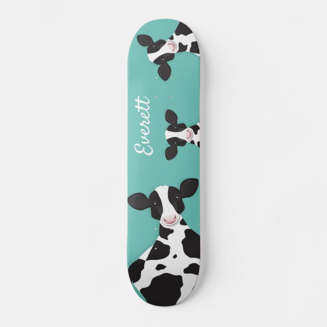 Skate Vacas, Teal Black White Animal (Frente)