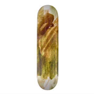 Skate verde da arte, fundo marrom da pintura da mão sem