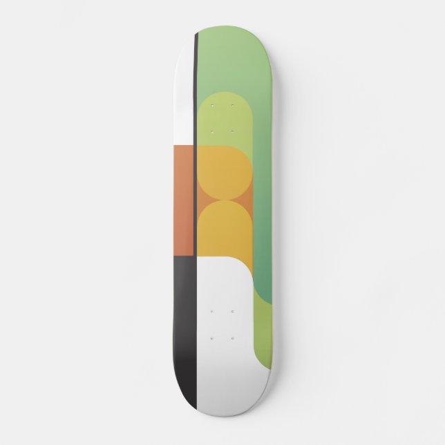 Skate verde geométrico linear da arte retro abstrata (Frente)