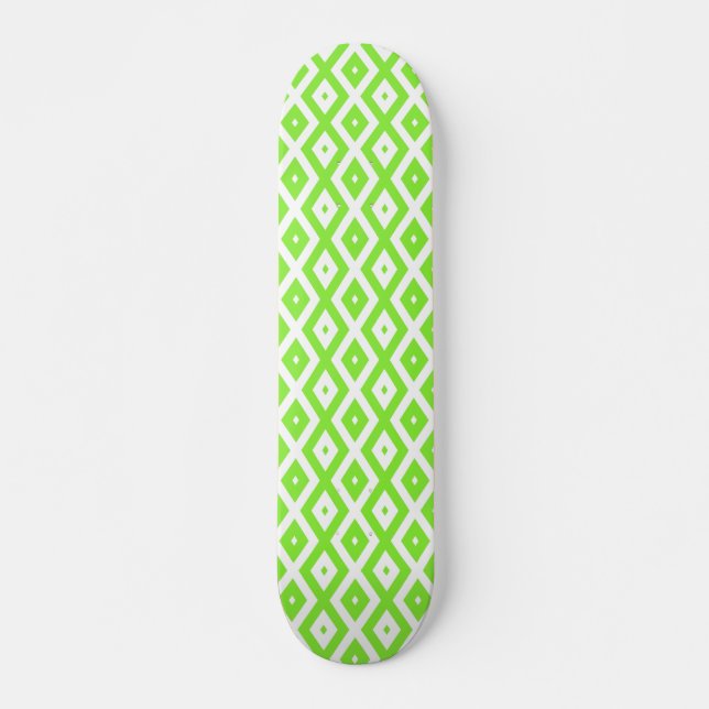 Skate Verde limão e padrão de diamante branco (Frente)