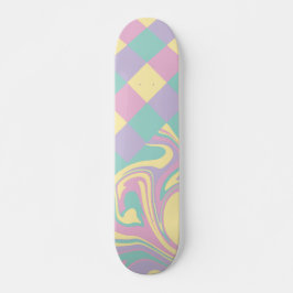 Skate Verificações e espirais Pastel Rosa, Amarelo, Púrp