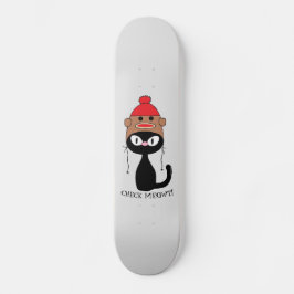 Skate Verificar Gato Preto de Meowt com Chapéu de Macaco