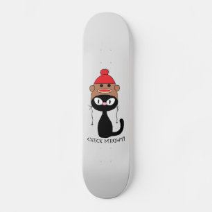 Skate Verificar Gato Preto de Meowt com Chapéu de Macaco