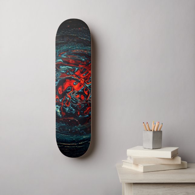 Skate Vermelho Brilho Inferno Oceânico (Arte de parede)