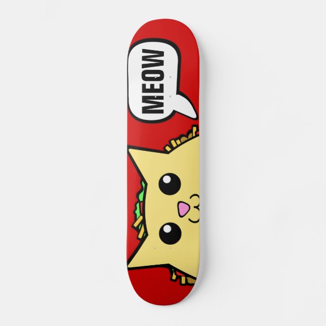 Skate Vermelho do Meow do gato do Taco (Frente)