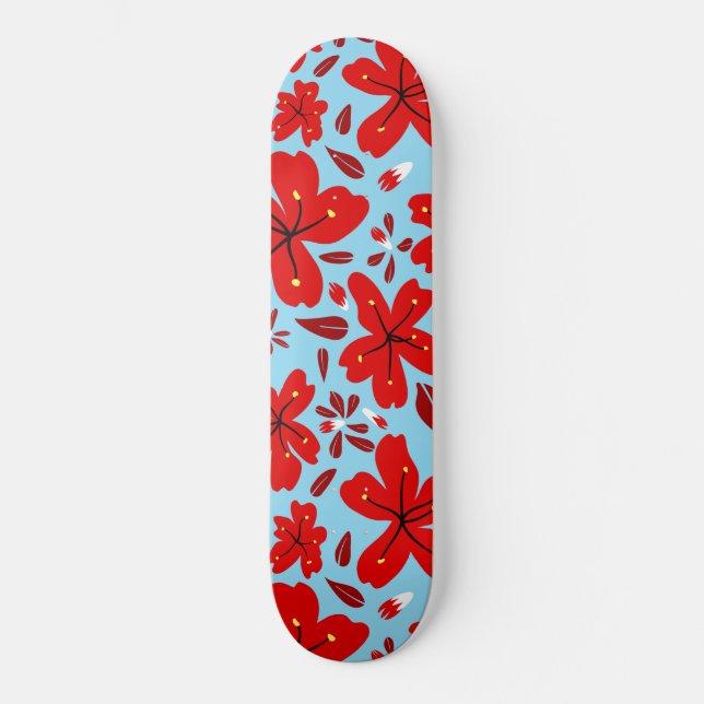 Skate Vermelho Floral (Frente)