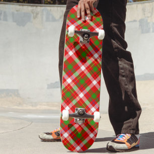 Skate Vermelho Natal Verde Branco Flanela Xadrez Design 