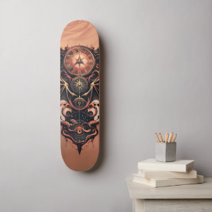 Skate Viagem de tempo místico com asas, relógio de galão