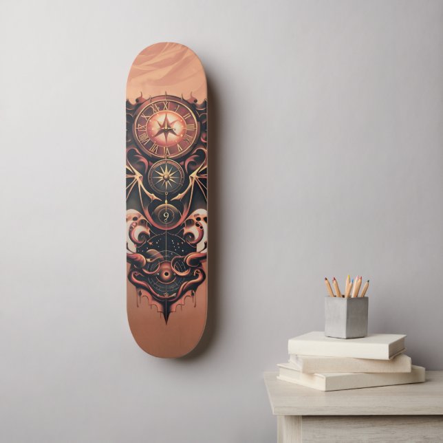 Skate Viagem de tempo místico com asas, relógio de galão (Arte de parede)