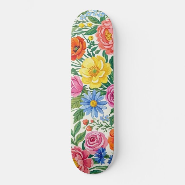 Skate Vibrant Wildflower Meadow Botanical Garden Print (Frente)
