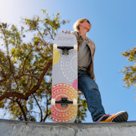 Skate Vibrante Amarelo Amarelo Aleatório Mandala em Nome