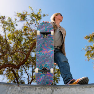 Skate Vibrante Groovy Trippy Boêmio Turquesa Coral Fract