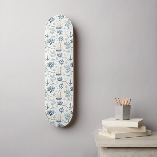 Skate Vida Costeira Oceanos Azul (Arte de parede)