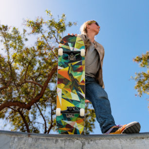 Skate Vidro Cristal Colorido Geométrico Abstrato Moderno