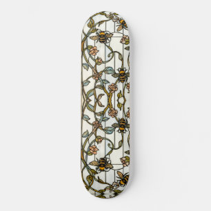 Skate Vidro manchado botânico art nouveau elegante com a