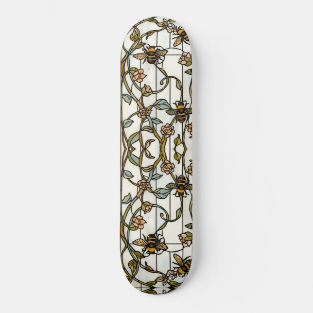 Skate Vidro manchado botânico art nouveau elegante com a (Frente)