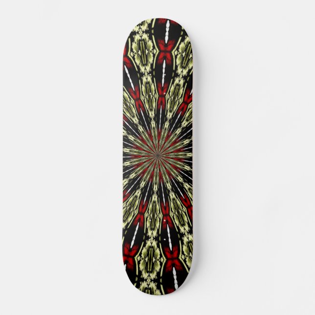 Skate Vidro vermelho e Dourado Caleidoscópio (Frente)