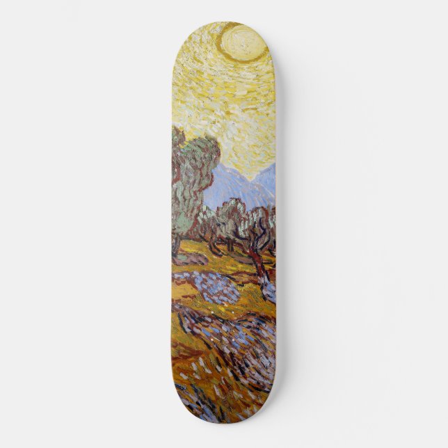 Skate Vincent van Gogh - Oliveiras, céu amarelo e sol (Frente)