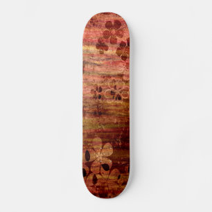 Skate Vintage Floral Art Wood