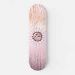Skate Vintage Mandala sobre o vidro de Fosco rosa-pêsseg