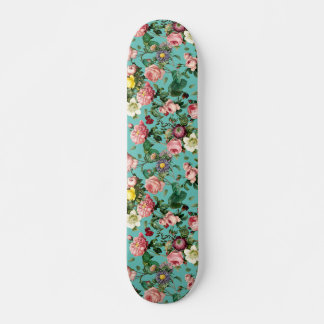 Skate Vintage rose garden in teal background