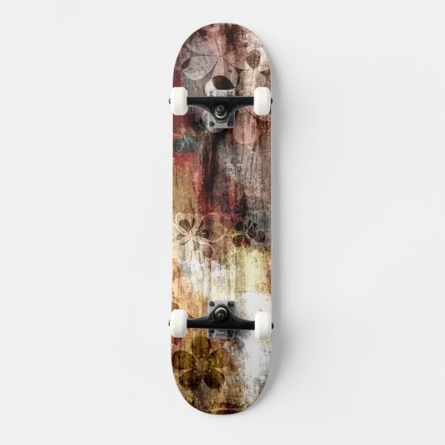 Skate Vintage Wood Flower Abstrato Art 2° (Frente)