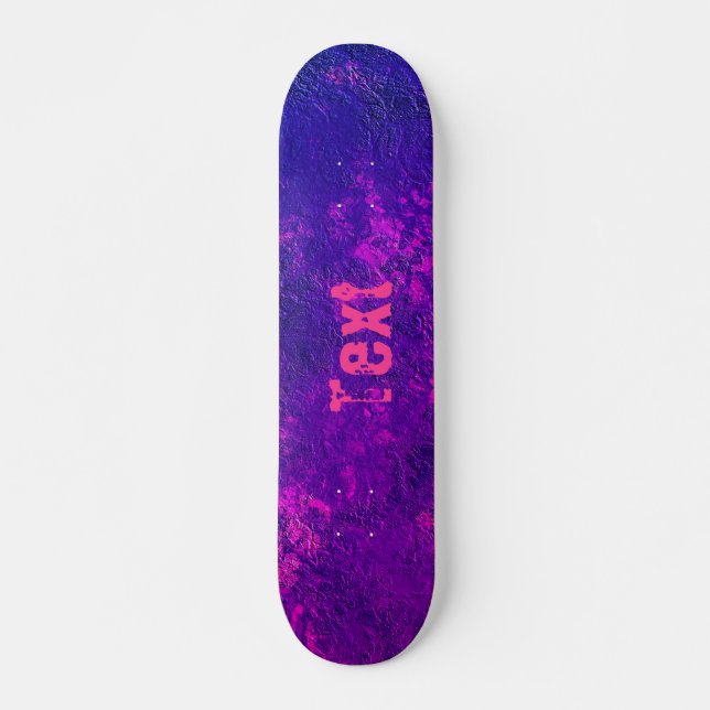Skate violeta-rosa-marinho-roxa-mármore-abstrato (Frente)