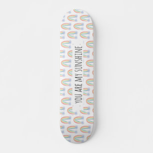 Skate Você é meu arco-íris pintado à aguarela sol 