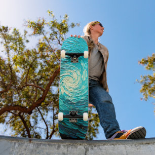 Skate Vórtice Abstrato de Oceano Turquesa