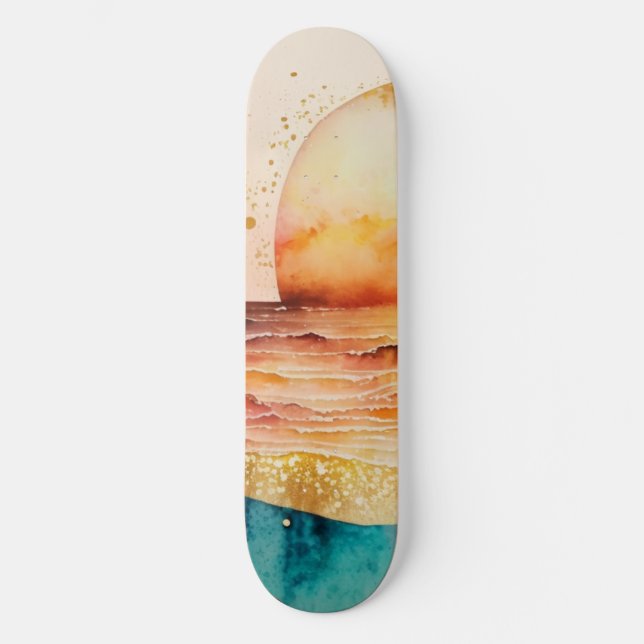 Skate Watercolor Beach Series Design 3 (Frente)