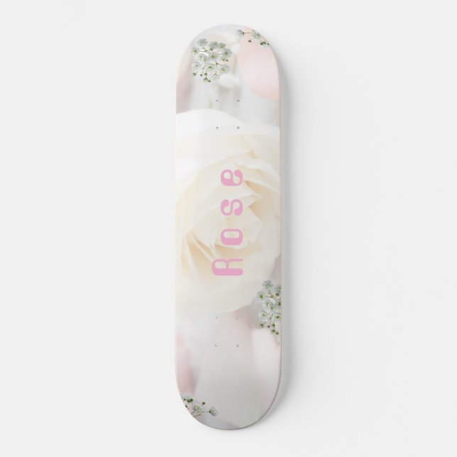 Skate Whimsical Rose and White Floral (Frente)