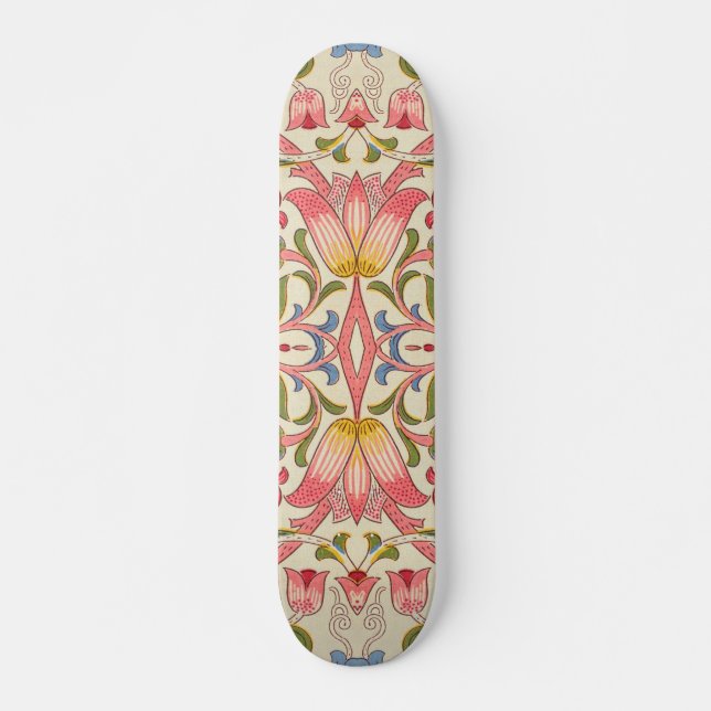 Skate William Morris Lodden Padrão Floral Pastel  (Frente)