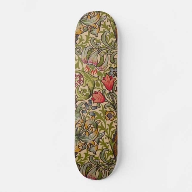Skate William Morris Vintage Ouro Lilly Floral Design (Frente)