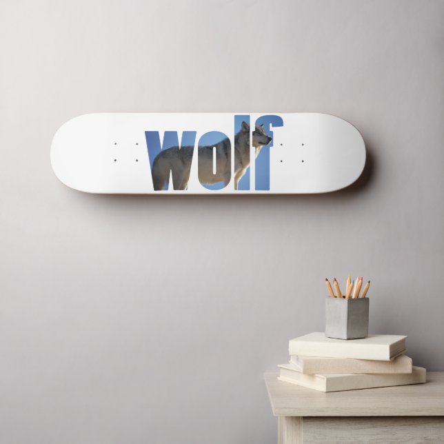 Skate Wolf Animal Simple Blue Sky Skat (Arte de parede (Horz))