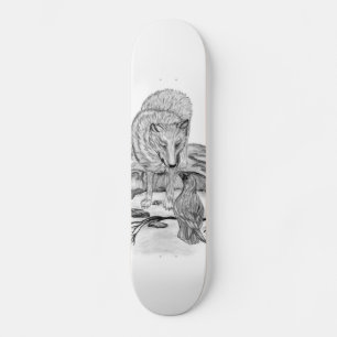 Skate Wolf e Raven design preto e branco