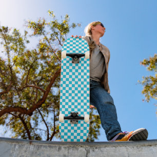 Skate Xadrez azul aqua clássico