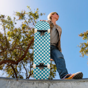 Skate Xadrez azul-turquesa escuro